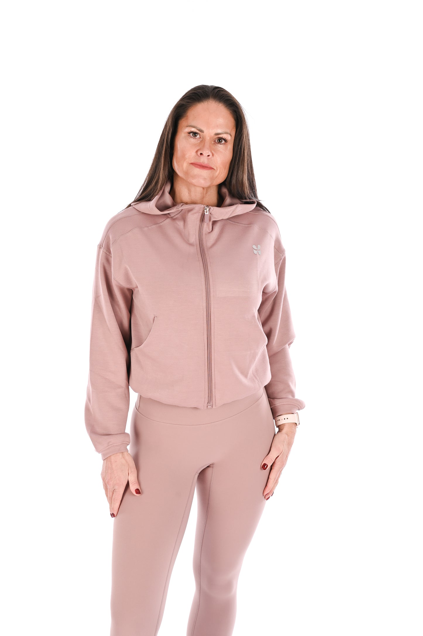 Full Zip Slinky Bomber Jacket - Rose Pink