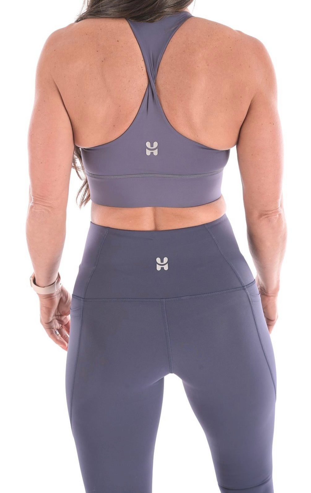 Twist Back Sports Bra - Smoky Blue