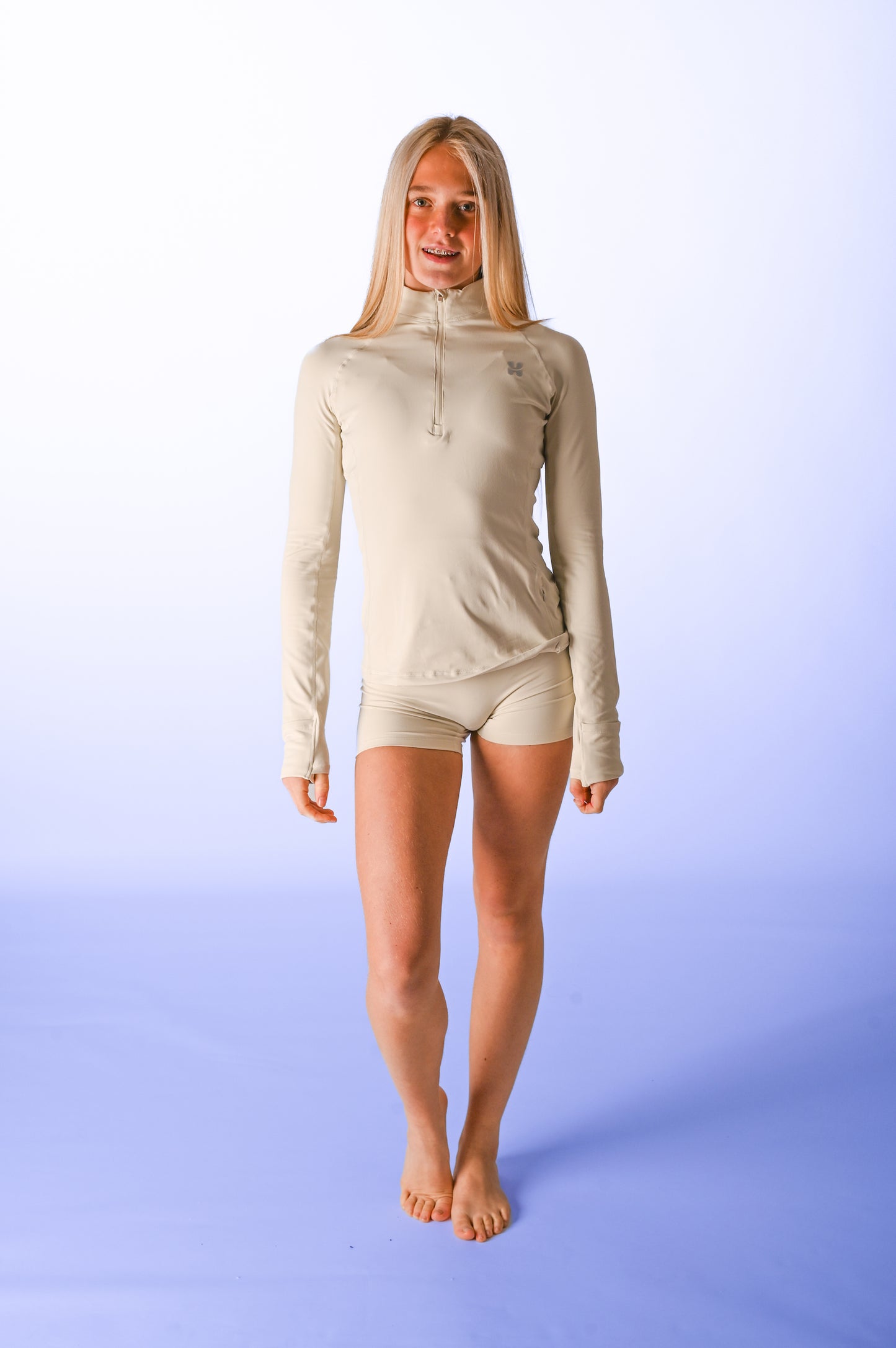Quarter Zip Sports Top - Cloud Dancer
