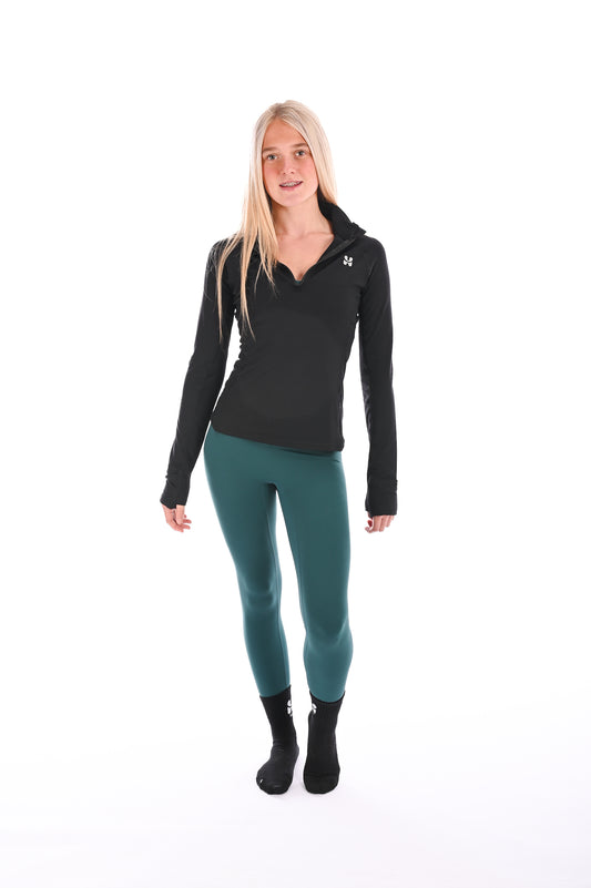 Quarter Zip Sports Top - Black