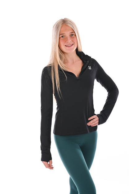 Quarter Zip Sports Top - Black