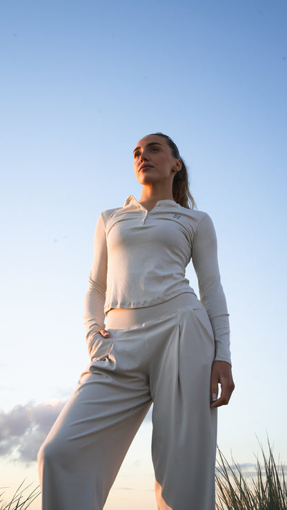 Wide Leg Yoga Pants - Cloud Dancer