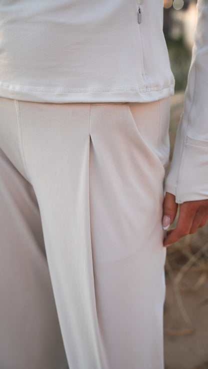 Wide Leg Yoga Pants - Cloud Dancer