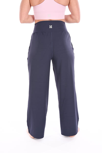 Wide Leg Yoga Pants - Navy