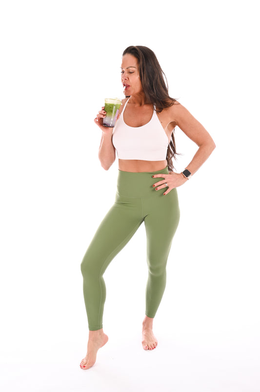 Longer Waistband Flow Leggings - Matcha
