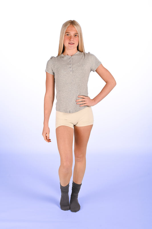 Short Sleeve Button Tee - Grey