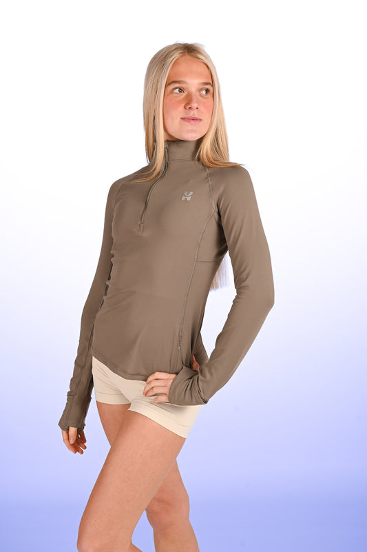 Quarter Zip Sports Top - Mushroom