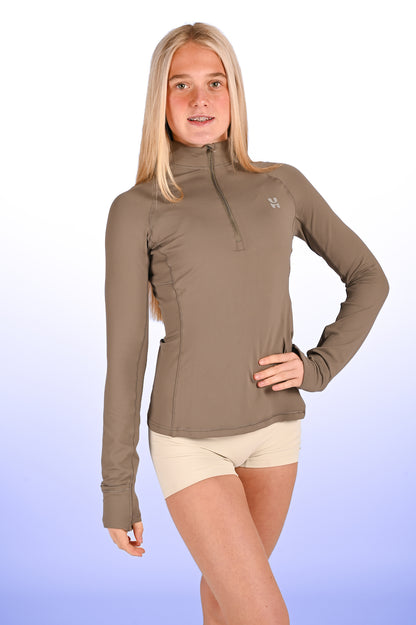 Quarter Zip Sports Top - Mushroom