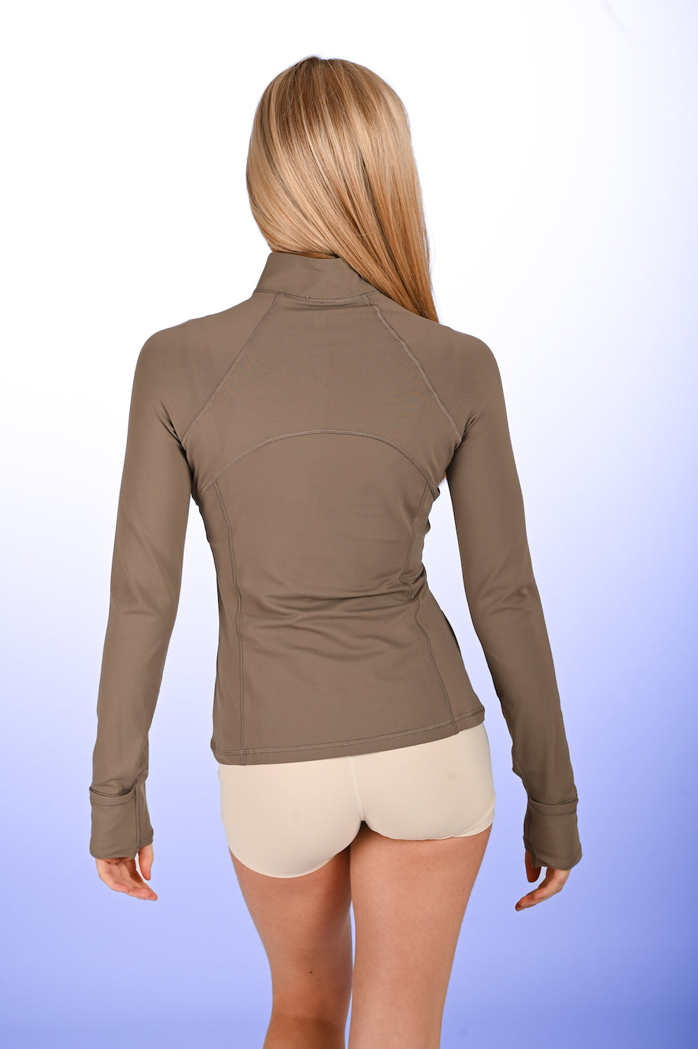 Quarter Zip Sports Top - Mushroom