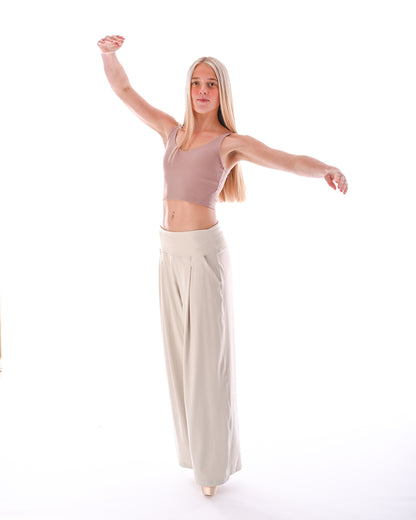 Wide Leg Yoga Pants - Cloud Dancer