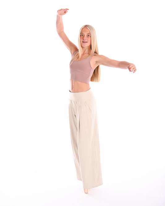 Wide Leg Yoga Pants - Cloud Dancer