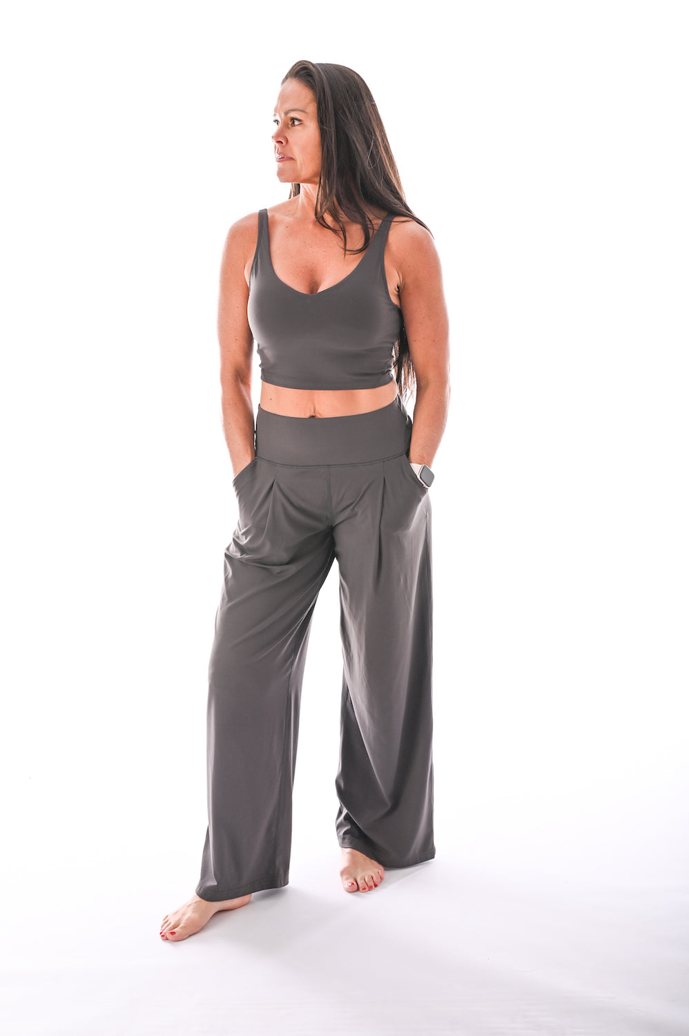 Wide Leg Yoga Pants - Graphite
