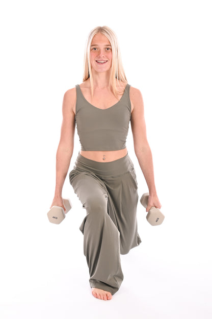 Wide Leg Yoga Pants - Artichoke