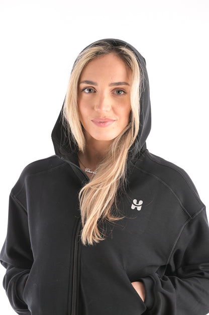 Full Zip Slinky Bomber Jacket - Black