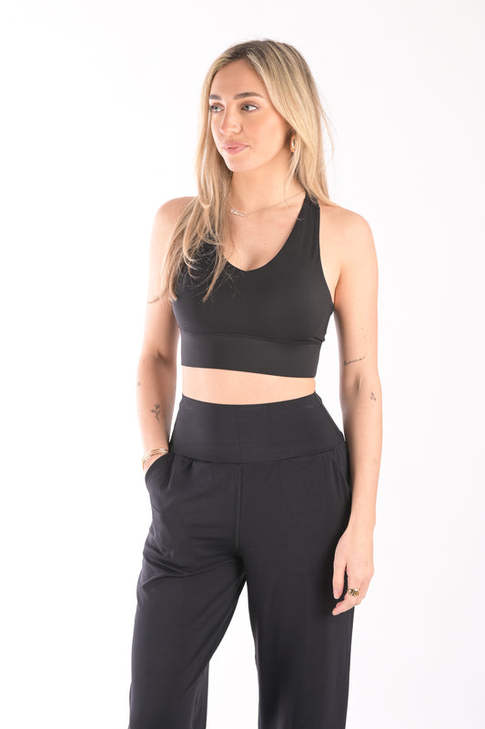 Twist Back Sports Bra - Black