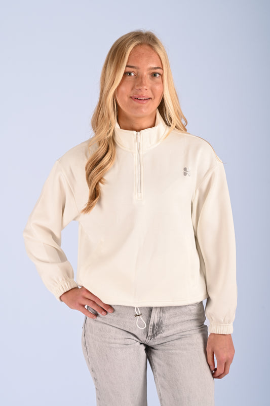 Half Zip Slinky Sweater - Off White