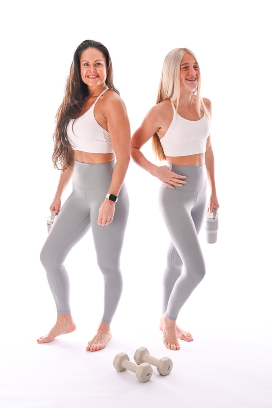 Longer Waistband Classic Leggings - Silver Grey