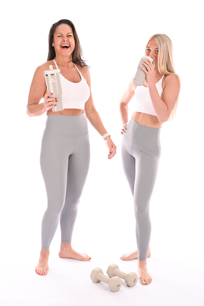 Longer Waistband Flow Leggings - Silver Grey