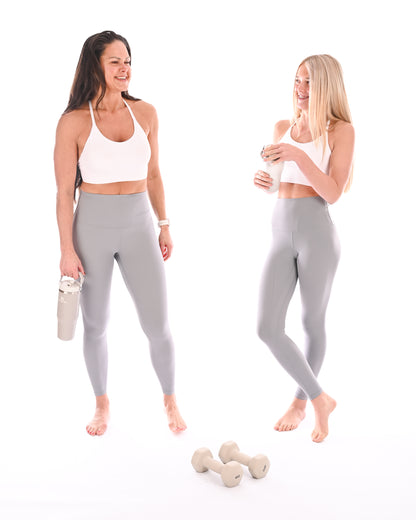 Longer Waistband Flow Leggings - Silver Grey