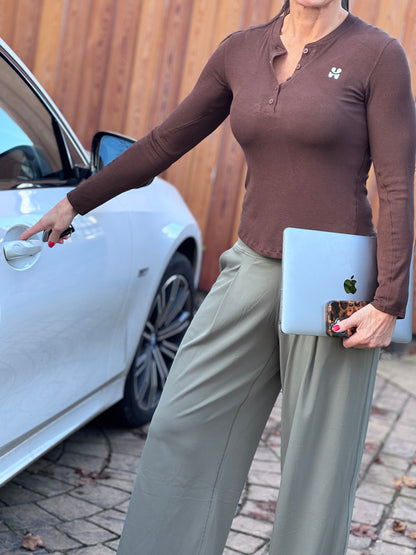 Wide Leg Yoga Pants - Artichoke