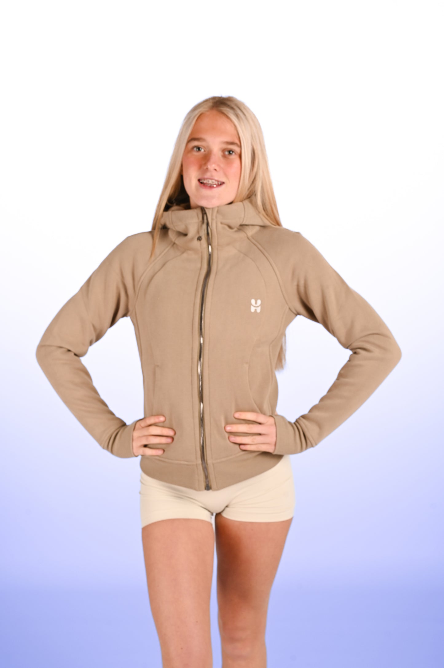 Snug Full Zip Up Hoodie - Sand Olive