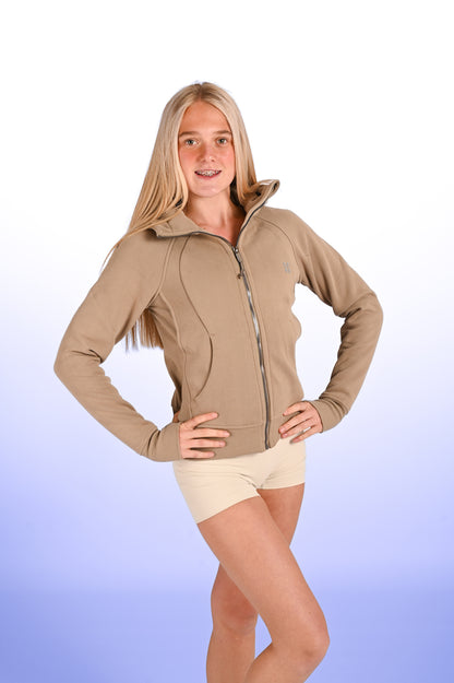 Snug Full Zip Up Hoodie - Sand Olive